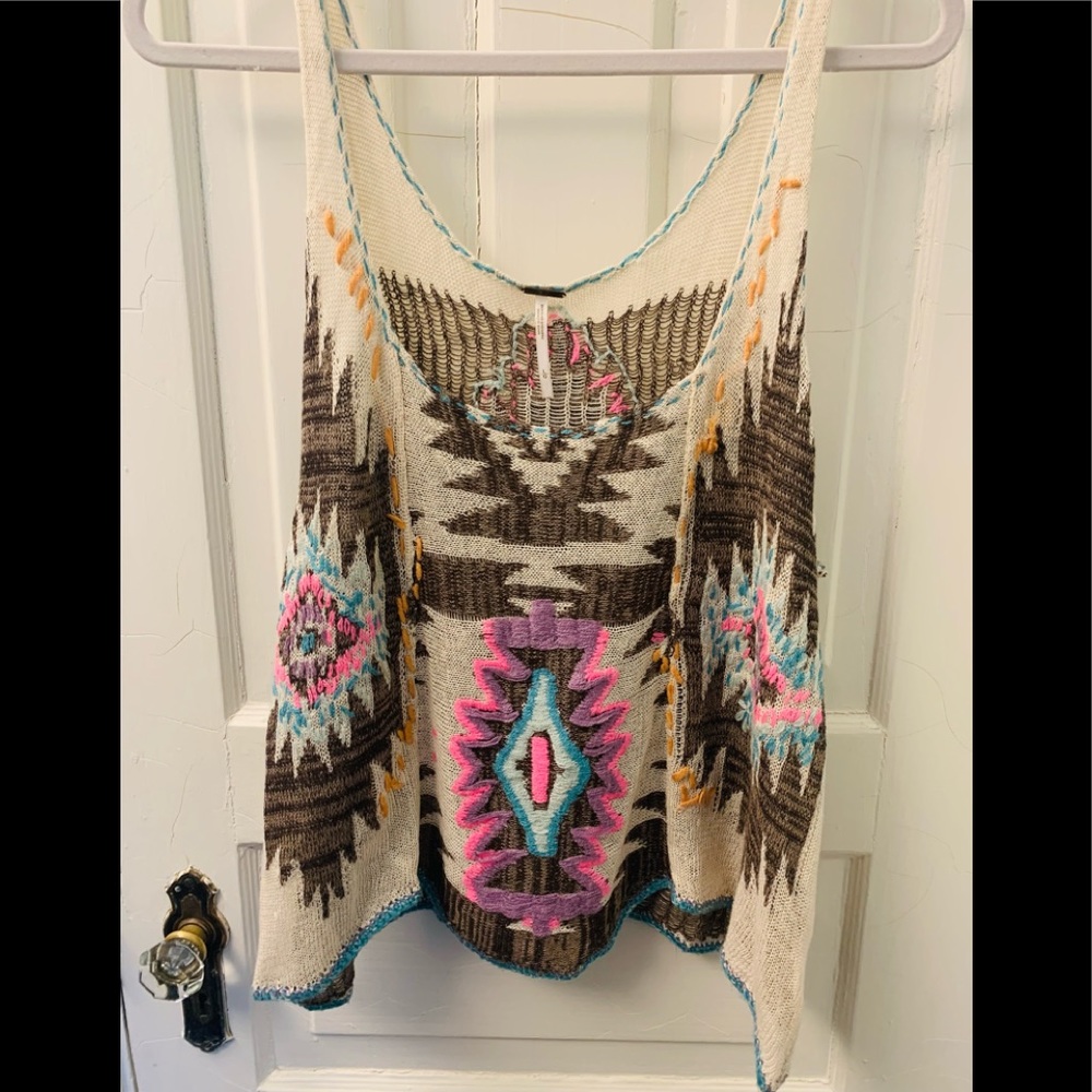 Free People Aztec Print Tank Top in Brown, Cream, Pink, Turquoise - Picture 2 of 6